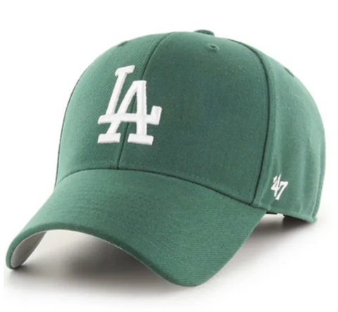 Los Angeles Dodgers Adjustable '47 Brand MVP Velcro Dark Green Cap Hat - THE 4TH QUARTER