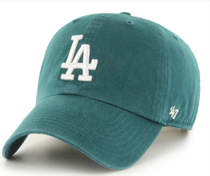 Los Angeles Dodgers Strapback '47 Brand Clean Up Adjustable Cap Hat Pacific Green - THE 4TH QUARTER