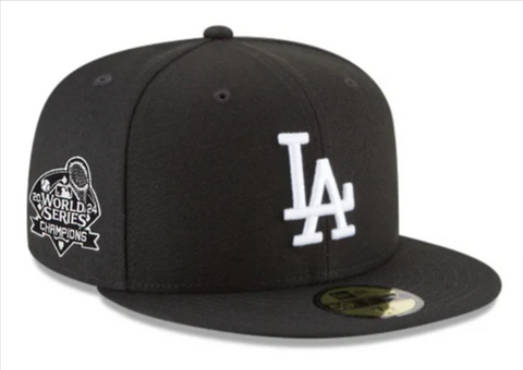 Los Angeles Dodgers Fitted New Era 59Fifty 2024 World Series Champions Black White Cap Hat