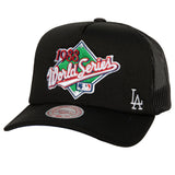 Los Angeles Dodgers Snapback Mitchell & Ness 1988 World Series Trucker Black Cap Hat Blue UV