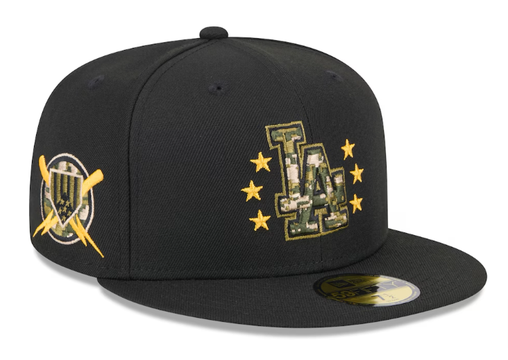 Los Angeles Dodgers Fitted New Era 59Fifty 2024 Armed Forces On-Field Cap Hat Black - THE 4TH QUARTER