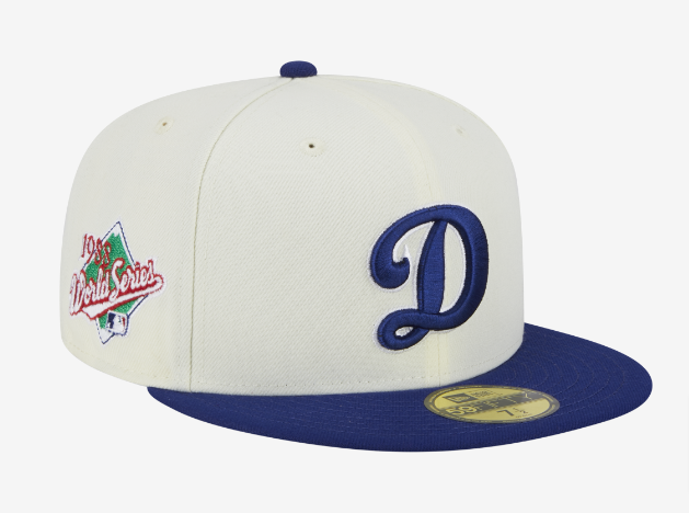 Los Angeles Dodgers Fitted New Era 59Fifty D Logo 88 WS Chrome Blue Retro Cap Hat Grey UV - THE 4TH QUARTER