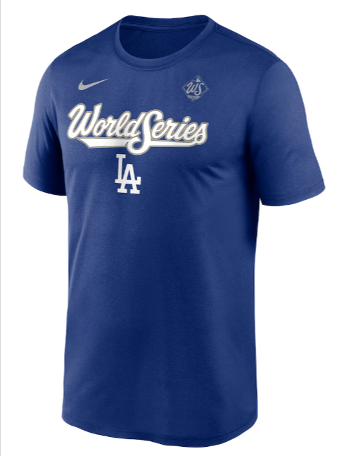 Los Angeles Dodgers Mens 2025 World Series Authentic Collection Legend Dri-FIT T-Shirt Royal - THE 4TH QUARTER