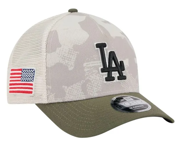 Los Angeles Dodgers Strapback New Era 9Forty Adjustable 2025 Armed Forces M-Crown A-Frame Trucker Cap Hat - THE 4TH QUARTER