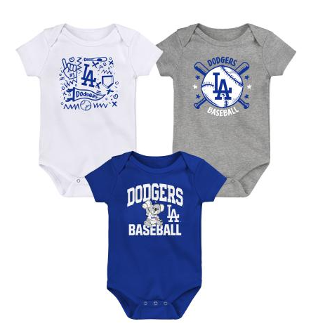 Los Angeles Dodgers Infant New Born (0/3-6/9 Months) Ball Park Creeper 3-Pack Set