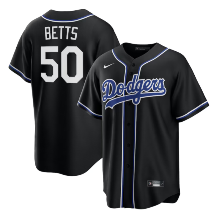 Los Angeles Dodgers Men's Mookie Betts #50 Black Blue Replica Jersey - THE 4TH QUARTER