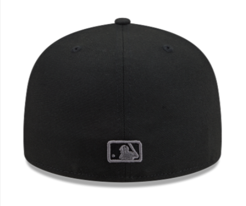 Los Angeles Dodgers Fitted 59FIFTY New Era Graphite Logo Black Cap Hat Grey UV