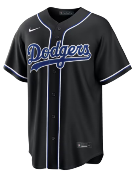 Los Angeles Dodgers Men's Black Blue Replica Jersey - THE 4TH QUARTER