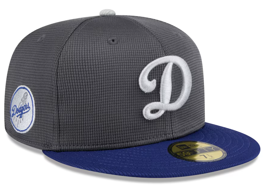 Los Angeles Dodgers Fitted New Era 59Fifty 2025 Batting Practice Charcoal Blue Hat Cap - THE 4TH QUARTER