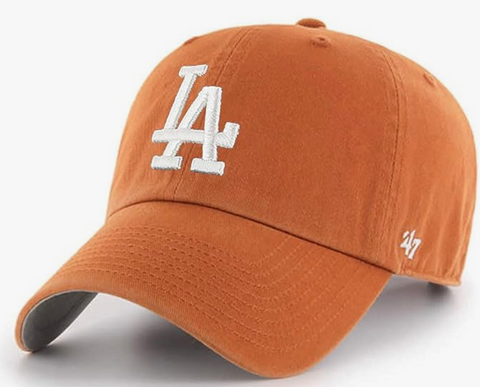 Los Angeles Dodgers Strapback '47 Brand Clean Up Adjustable Cap Hat Burnt Orange