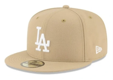 Los Angeles Dodgers Fitted New Era 59FIFTY Camel Cap Hat Grey UV