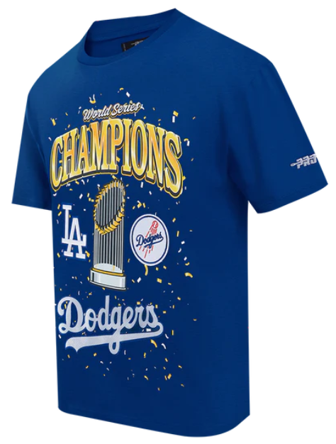 Los Angeles Dodgers Mens Pro Standard 2025 World Series Champions Premium T-Shirt - Blue - THE 4TH QUARTER
