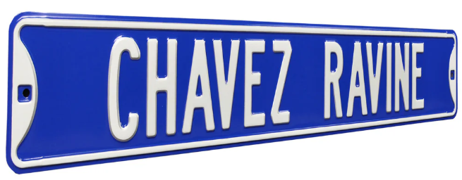 Los Angeles Dodgers Chavez Ravine Embossed Steel Street Sign - THE 4TH QUARTER