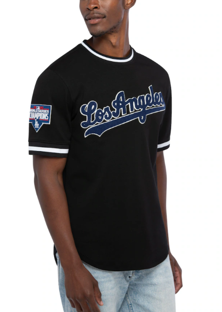 Los Angeles Dodgers Mens T-Shirt Pro Standard Chenille Black - THE 4TH QUARTER