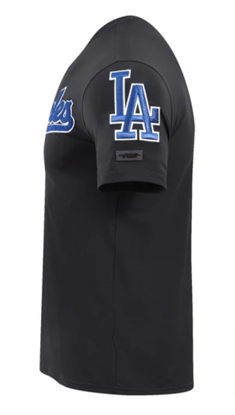 Los Angeles Dodgers Mens T-Shirt Pro Standard Chenille Tee Black - THE 4TH QUARTER