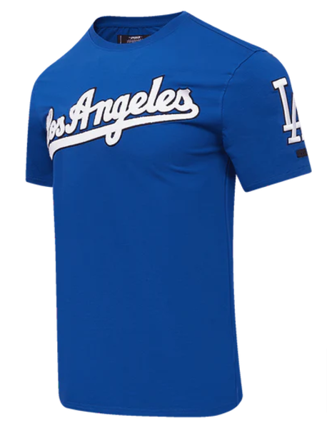 Los Angeles Dodgers Mens T-Shirt Pro Standard Chenille Tee Blue - THE 4TH QUARTER