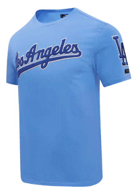 Los Angeles Dodgers Mens T-Shirt Pro Standard Chenille Tee Sky - THE 4TH QUARTER