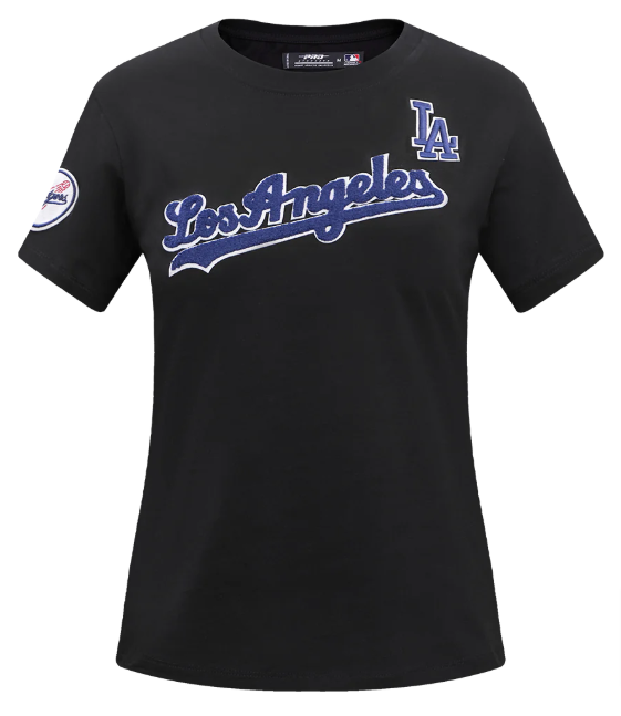 Los Angeles Dodgers Womens T-Shirt Pro Standard SJ Slimfit Chenille Tee Black - THE 4TH QUARTER