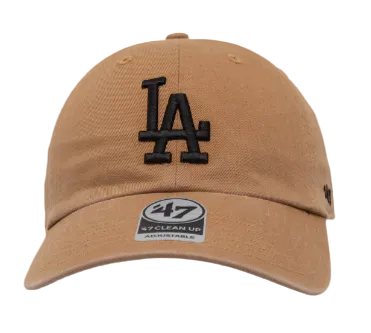Los Angeles Dodgers Strapback '47 Brand Clean Up Black Logo Adjustable Cap Hat Camel - THE 4TH QUARTER