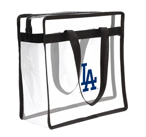Los Angeles Dodgers Wincraft Clear Stadium Zip Up Tote Bag Black Trim