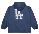 Los Angeles Dodgers Mens Mitchell & Ness Coaches Wordmark Hooded Jacket Navy - THE 4TH QUARTER