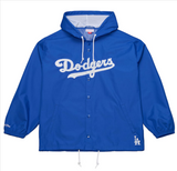 Los Angeles Dodgers Mens Mitchell & Ness Coaches Wordmark Hooded Jacket Blue - THE 4TH QUARTER
