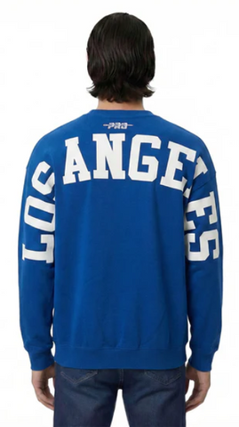 Los Angeles Dodgers Mens Sweatshirt Pro Standard Drop Shoulder Wingspan Crew Neck Blue - THE 4TH QUARTER