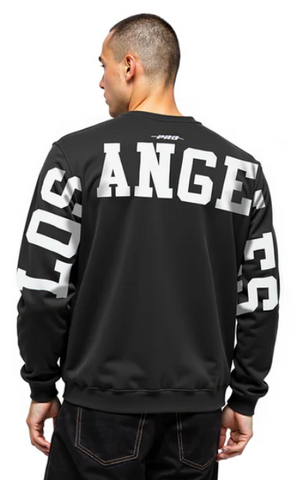 Los Angeles Dodgers Mens Sweatshirt Pro Standard Drop Shoulder Wingspan Crew Neck Fleece Black White - THE 4TH QUARTER