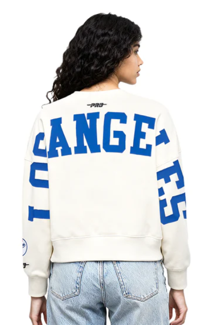 Los Angeles Dodgers Womens Crop Sweatshirt Pro Standard Wingspan Pullover Crewneck Eggshell - THE 4TH QUARTER