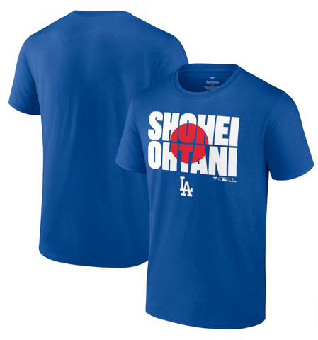 Los Angeles Dodgers Mens T-Shirt Fanatics Japan Flag Shohei Ohtani Tee Blue