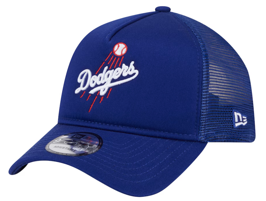 Los Angeles Dodgers Snapback New Era 9Forty A-Frame Mesh Trucker Blue Cap Hat - THE 4TH QUARTER
