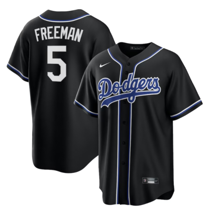 Los Angeles Dodgers Men's Freddie Freeman #5 Black Blue Replica Jersey - THE 4TH QUARTER