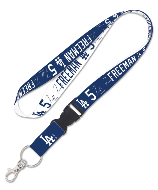 Los Angeles Dodgers Keychain Badge Lanyard Tickets Holder Blue Freddie Freeman #5 - THE 4TH QUARTER