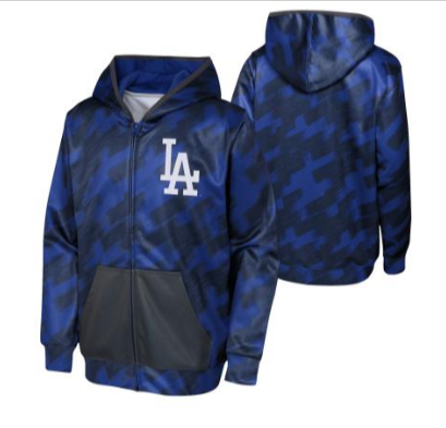 Los Angeles Dodgers Youth Fleece Full-Zip Ticker Hoodie Sweatshirt