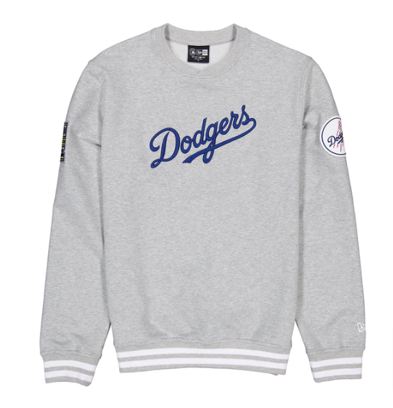 Los Angeles Dodgers Mens New Era Crew Neck Pullover Sweatshirt Grey - THE 4TH QUARTER