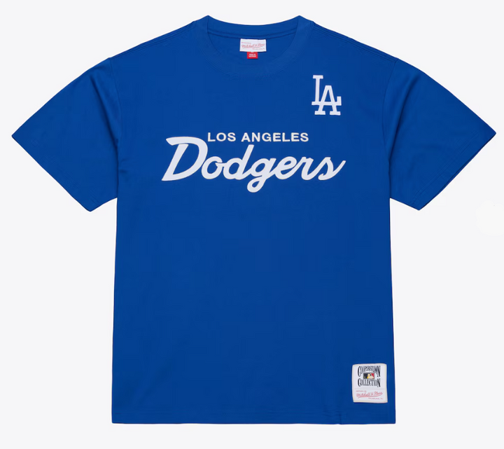 Los Angeles Dodgers Mens T-Shirt Mitchell &amp; Ness Head Coach Premium Tee - THE 4TH QUARTER