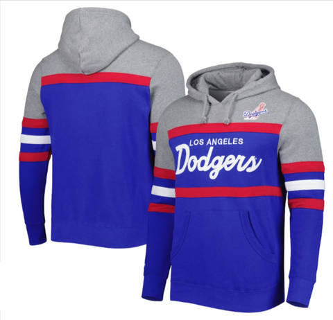 Los Angeles Dodgers Mens Mitchell & Ness Head Coach Sweatshirt Pullover Hoodie