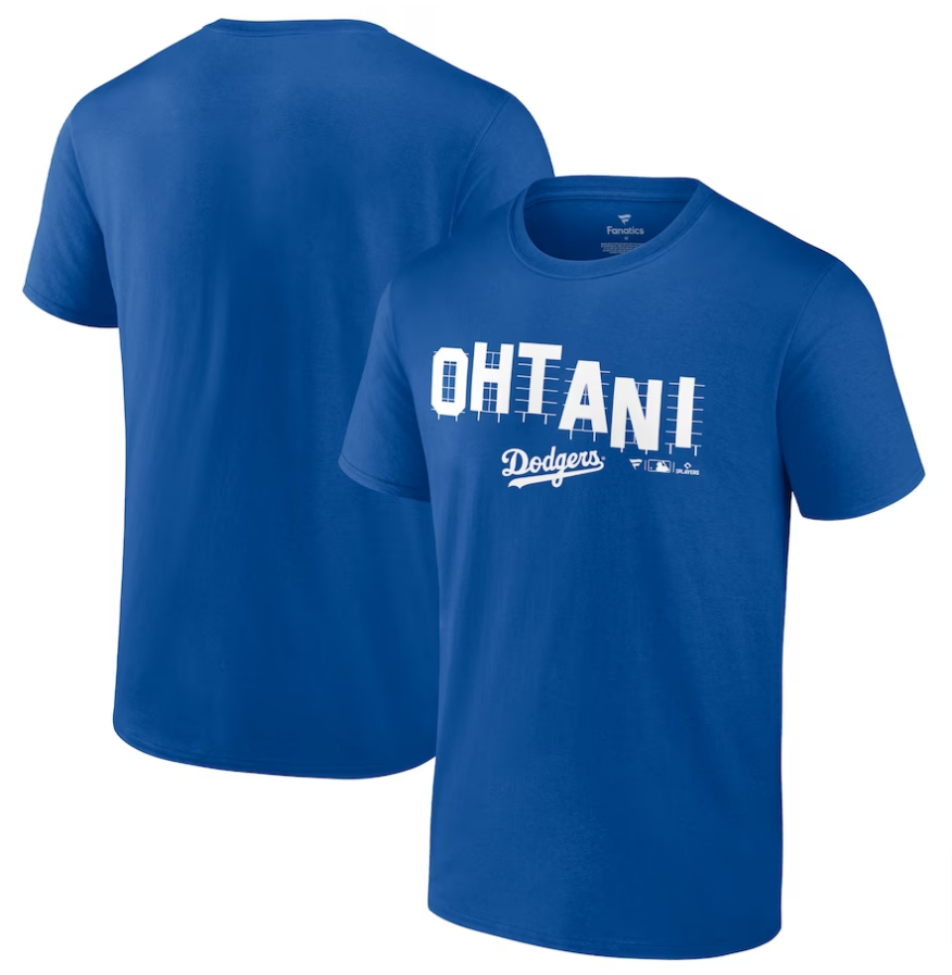 Los Angeles Dodgers Mens T-Shirt Fanatics HOLLYWOOD Shohei Ohtani Tee Blue - THE 4TH QUARTER