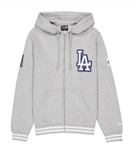 Los Angeles Dodgers Mens Sweatshirt New Era Grey Full Zip Hoodie