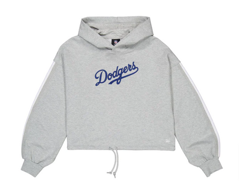 Los Angeles Dodgers Womens New Era Sweatshirt Pullover Gray Logo Select Cropped Hoodie