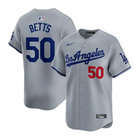 Los Angeles Dodgers Men's #50 Mookie Betts Limited Away Jersey Grey