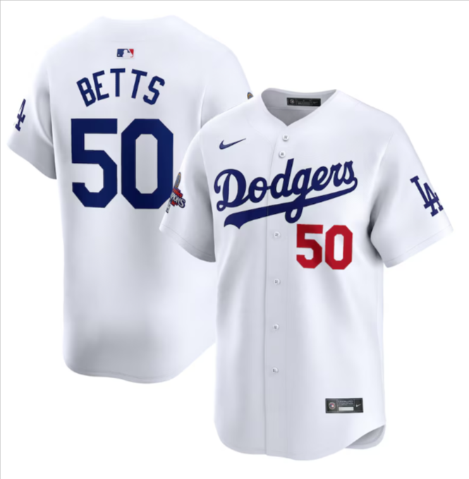 Los Angeles Dodgers Men's 2024 Mookie Betts World Series Champions Limited Jersey #50 - THE 4TH QUARTER