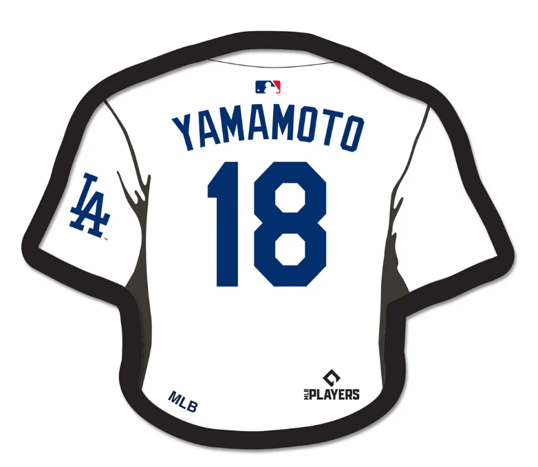 Los Angeles Dodgers Yoshinobu Yamamoto White Jersey Collectors Lapel Pin - THE 4TH QUARTER