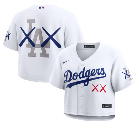 Los Angeles Dodgers Women's KAWS Cropped Jersey White