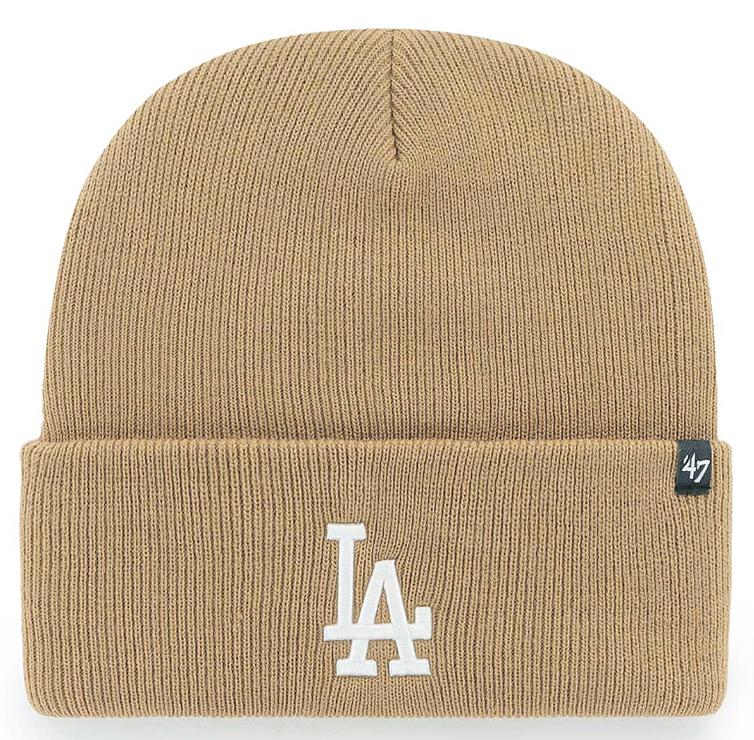Los Angeles Dodgers Beanie Knit 47 Brand Fold Khaki Hat - THE 4TH QUARTER