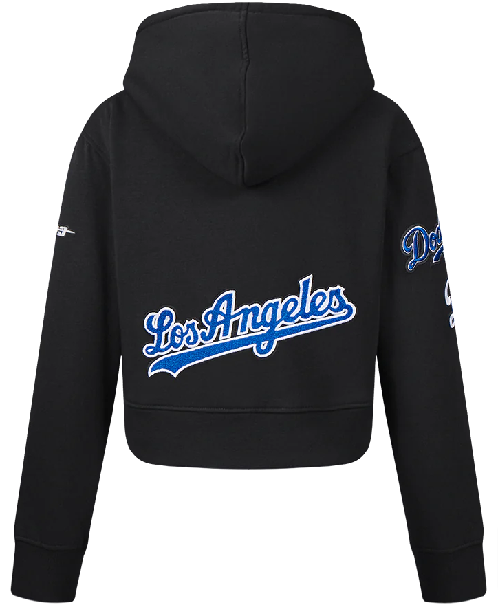 Los Angeles Dodgers Youth Pro Standard Sweatshirt Girls Black Crop Top Pullover Hoodie - THE 4TH QUARTER