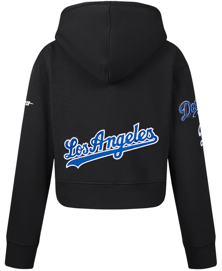 Los Angeles Dodgers Youth Pro Standard Sweatshirt Girls Black Crop Top Pullover Hoodie - THE 4TH QUARTER