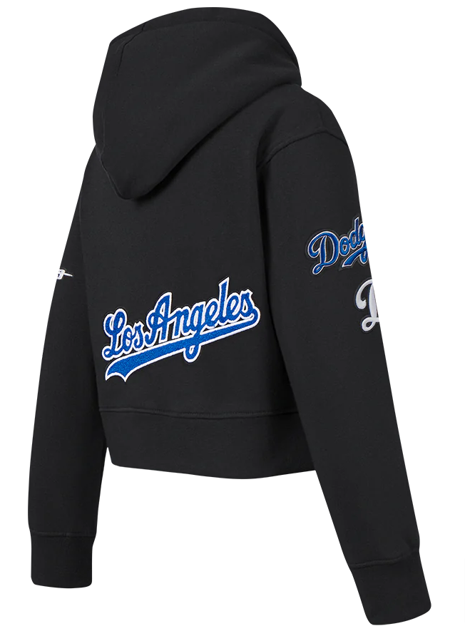 Los Angeles Dodgers Youth Pro Standard Sweatshirt Girls Black Crop Top Pullover Hoodie - THE 4TH QUARTER