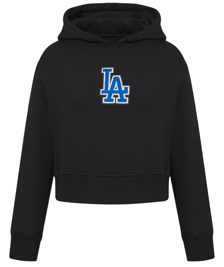 Los Angeles Dodgers Youth Pro Standard Sweatshirt Girls Black Crop Top Pullover Hoodie - THE 4TH QUARTER