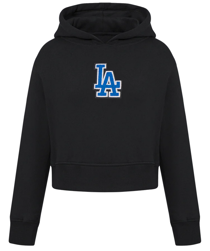 Los Angeles Dodgers Youth Pro Standard Sweatshirt Girls Black Crop Top Pullover Hoodie - THE 4TH QUARTER
